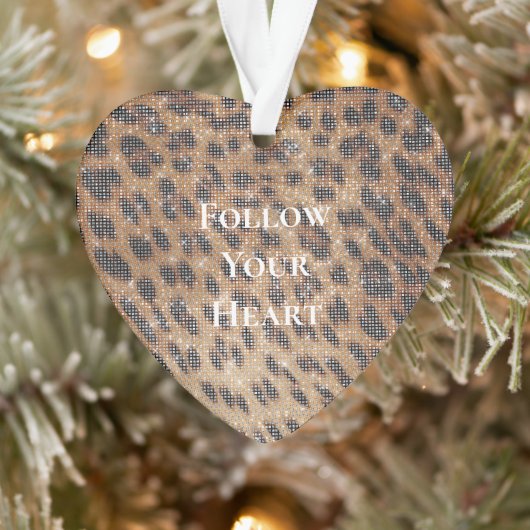 ブラウンレオパードアニマルプリントスパークル オーナメント (ツリー)