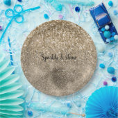 ブラウンレオパード印刷金ゴールドグリッタースパークル ペーパープレート (パーティー)