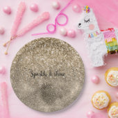 ブラウンレオパード印刷金ゴールドグリッタースパークル ペーパープレート (パーティー)