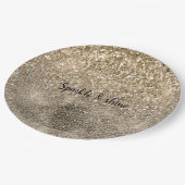 ブラウンレオパード印刷金ゴールドグリッタースパークル ペーパープレート (アングル)