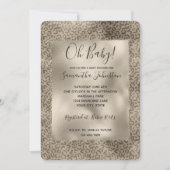 ブラウンレオパード印刷金ゴールドグリッタースパークル 招待状 (正面)