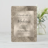 ブラウンレオパード印刷金ゴールドグリッツ 招待状 (スタンド正面)