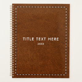 ブラウンレザーのテクスチャとステッチ プランナー手帳