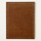 ブラウンレザーのテクスチャとステッチ プランナー手帳 (裏面)