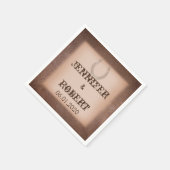 ブラウンレザーのナプキンにラッキーな結婚馬蹄形 スタンダードカクテルナプキン (角)