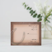 ブラウンレザーのレスポンスカードにラッキーホースシューズ 出欠カード (スタンド正面)