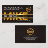 ブラウンレザーイエロータクシー金ゴールド名プラカード 名刺 (正面/裏面)