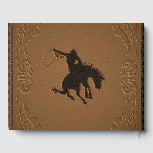 ブラウンレザーウェスタンワイルドウエストカウボーイ結婚ズ ゲストブック (裏面)