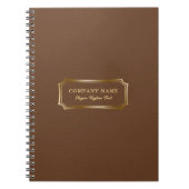 ブラウンレザーエレガントテクスチャヴィンテージ金ゴールドフレーム ノートブック (正面)