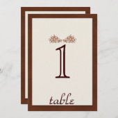 ブラウンレザークラシックの記念日テーブル番号 招待状 (正面/裏面)