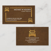 ブラウンレザーグランジ金ゴールドトラックボックス輸送 名刺 (正面/裏面)