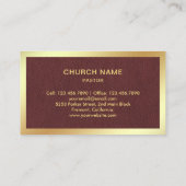 ブラウンレザーゴールドフォイルイエスキリスト十字牧師 名刺 (裏面)