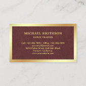 ブラウンレザーゴールドフォイル乗馬インストラクター 名刺 (裏面)