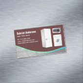 ブラウンレザースチール製家電製品修理 マグネット名刺 (インサイチュ)