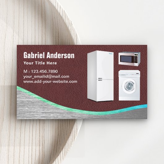 ブラウンレザースチール製家電製品修理 名刺