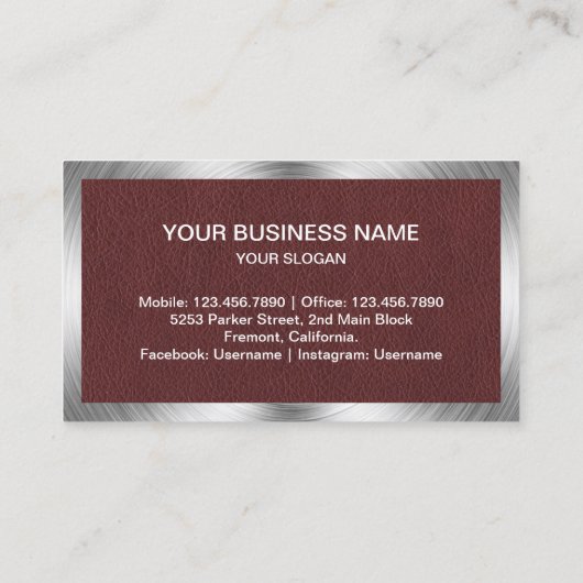 ブラウンレザースチール製家電製品修理 名刺 (裏面)