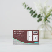ブラウンレザースチール製家電製品修理 名刺 (スタンド正面)