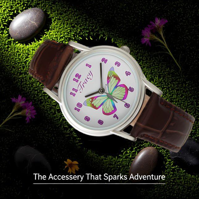 ブラウンレザーストラップバターフィズウォッチ 腕時計 (クリエイターアップロード済み)