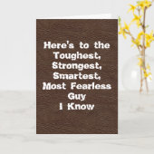 ブラウンレザータフ男ハッピー父の日 カード (黄色い花)