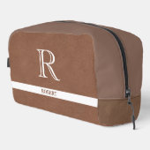 ブラウンレザーテクスチャトリムホワイトモノグラム名 ドップキット (右コーナー)