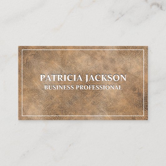 ブラウンレザーテクスチャ 名刺 (正面)