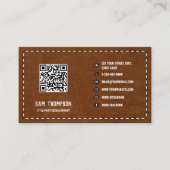 ブラウンレザービジネスQRコードソーシャルメディア 名刺 (正面)