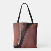 ブラウンレザーフェイクとサテンのカスタマイズが可能スタイリッシュ トートバッグ (裏面)