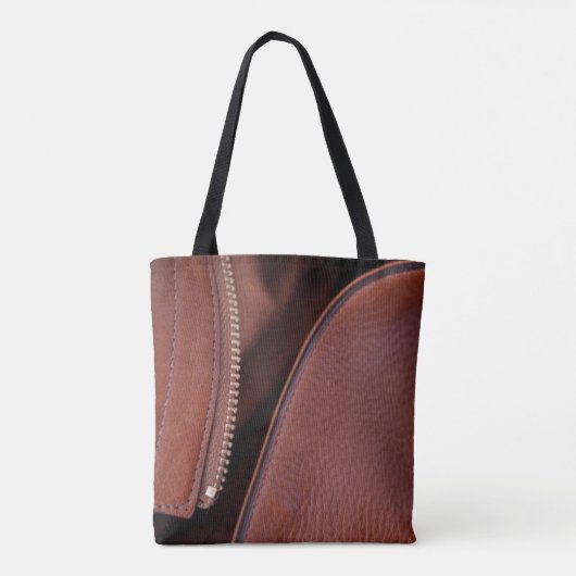 ブラウンレザーフェイクとサテンのカスタマイズが可能スタイリッシュ トートバッグ (裏面)