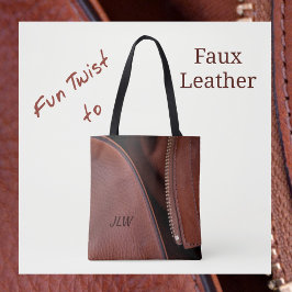 ブラウンレザーフェイクとサテンのカスタマイズが可能スタイリッシュ トートバッグ