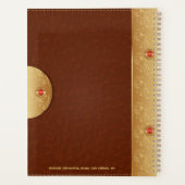 ブラウンレザーフェイクとメタリック金ゴールドアクセント プランナー手帳 (裏面)