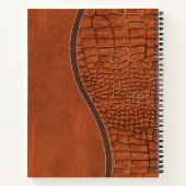 ブラウンレザーフェイクアリゲータースキンラグジュアリーモノグラム ノートブック (裏面)