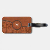 ブラウンレザーフェイクアリゲータースキンラグジュアリーモノグラム ラゲッジタグ (裏面横)