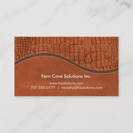 ブラウンレザーフェイクアリゲータースキンラグジュアリーモノグラム 名刺 (裏面)