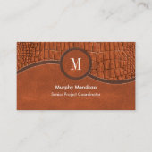 ブラウンレザーフェイクアリゲータースキンラグジュアリーモノグラム 名刺 (正面)