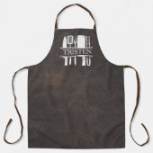 ブラウンレザーフェイクシェフグリル焼きスモーカー エプロン (正面)