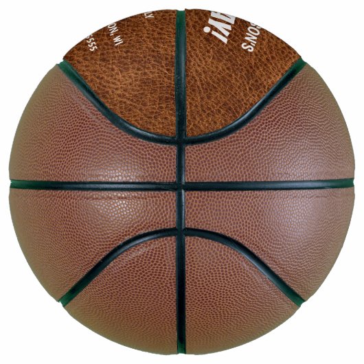 ブラウンレザーフェイクバースデーパーティー招待状 バスケットボール (右)