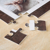ブラウンレザーフェイクフレームパパフォトコラージュ ジグソーパズル (側面)