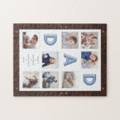 ブラウンレザーフェイクフレームパパフォトコラージュ ジグソーパズル (横)