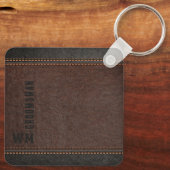 ブラウンレザーフェイクモノグラムグロムズマンギフト キーホルダー (裏面)