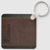 ブラウンレザーフェイクモノグラムグロムズマンギフト キーホルダー (裏面)