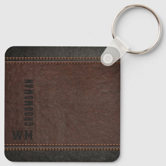 ブラウンレザーフェイクモノグラムグロムズマンギフト キーホルダー (裏面)