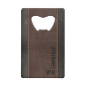 ブラウンレザーフェイクモノグラムグロムズマンギフト クレジットカード栓抜き (裏面)