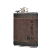 ブラウンレザーフェイクモノグラムグロムズマンギフト フラスク (左)