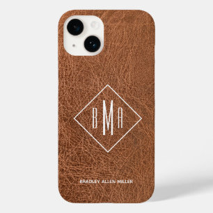 ブラウンレザーフェイクモノグラム Case-Mate iPhone 14ケース