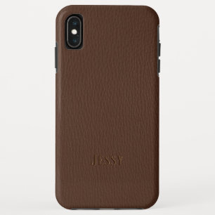 ブラウンレザーフェイクモノグラム iPhone XS MAXケース