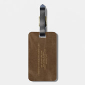 ブラウンレザーフェイク金ゴールドサークルモノグラム ラゲッジタグ (裏面縦)