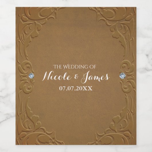 ブラウンレザーフェイク&ダイアモンズグラムワ素朴イン ワインラベル (シングルラベル)