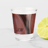 ブラウンレザーフェイク(ファスナー付き) ショットグラス (正面)