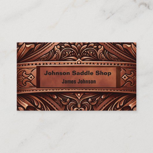 ブラウンレザープリントカスタム2サイド 名刺 (正面)