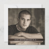 ブラウンレザーボーイズ写真卒業発表 招待状 (正面)